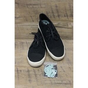 Vans Rhea women's black perforated‎ leather canvas hi top surf sider sneaker 10